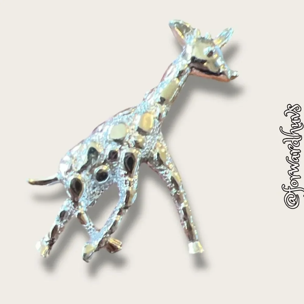 Silver-Tone Giraffe Brooch